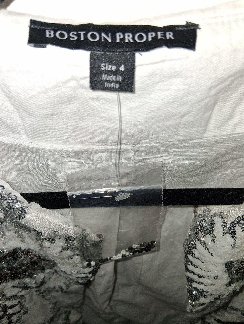 Boston Proper Embellished Floral Sequin Linen Jacket - Picture 5 of 13